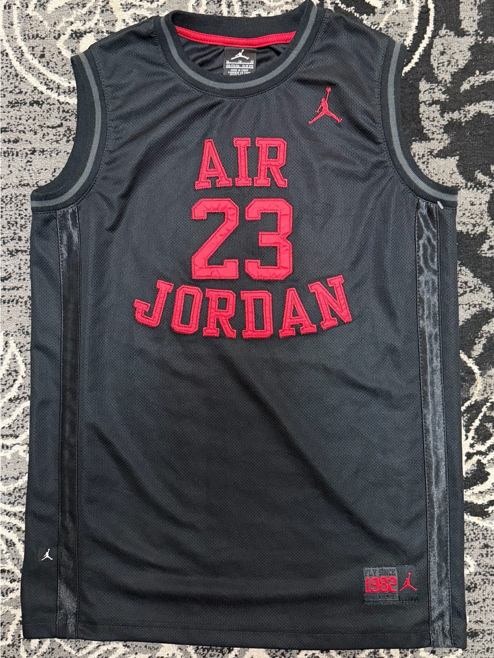 Jordan Black Basketball Jersey with Red 'Air 23'